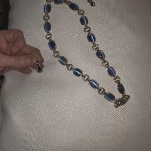 Bright Blue stone necklace and matching earrings